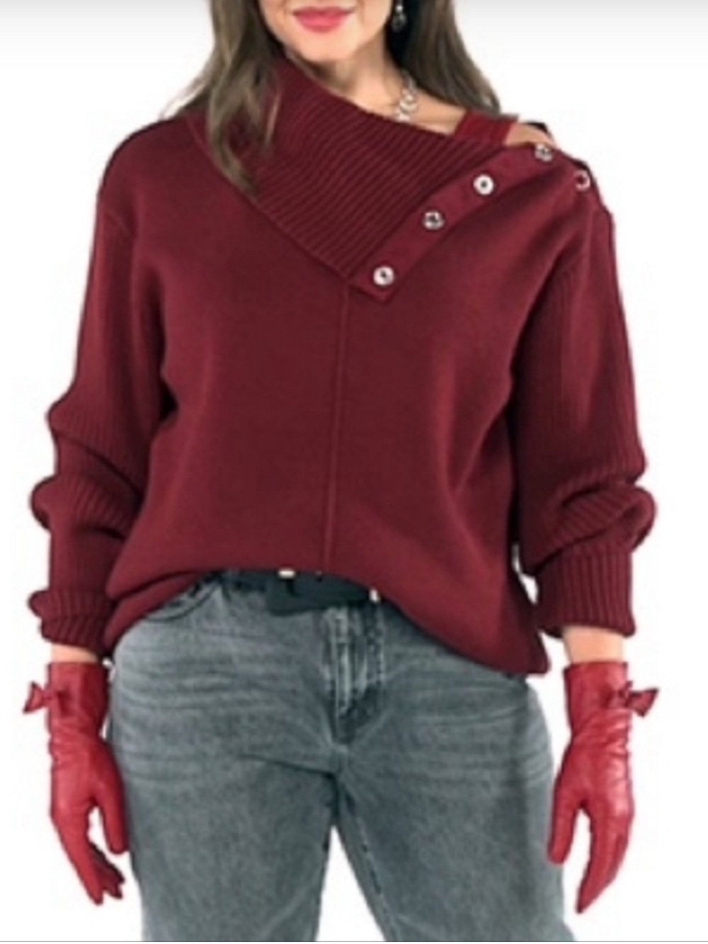 NWOT Cabi Pushover Pullover Dark red turtleneck SIZE L